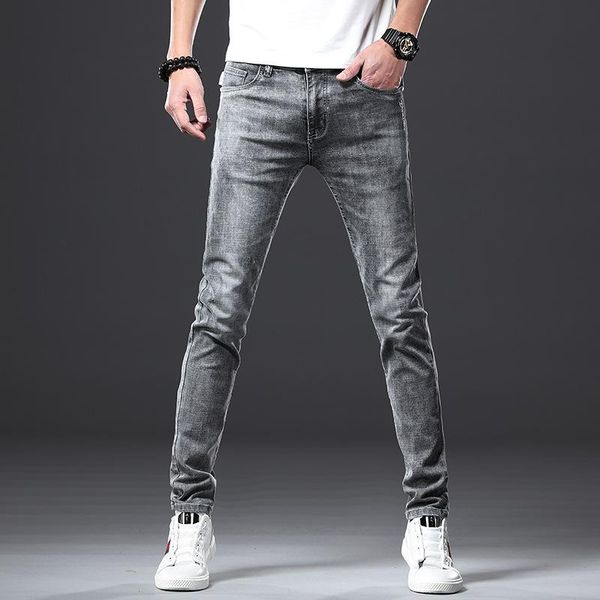 

design denim skinny jeans distressed men 2021 spring autumn clothing good quality man pants for mens men's, Blue