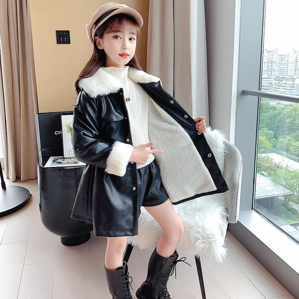 

down coat children autumn winter leather jacket girls clothes kids pu teens long sleeve warm windbreaker trench, Blue;gray