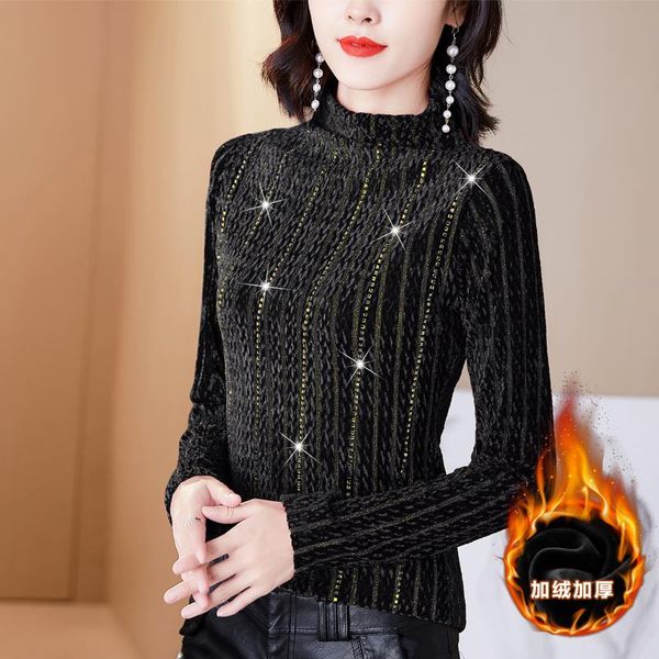 

women's blouses & shirts blouse women autumn 2021 fashion office lady korea style with velvet regular black blusas womens and, White