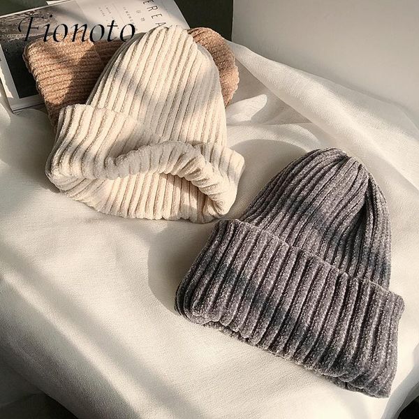

beanies winter warm snow soft comfortable skullies cap men women outdoor leisure hat solid color chenille knitted 2021