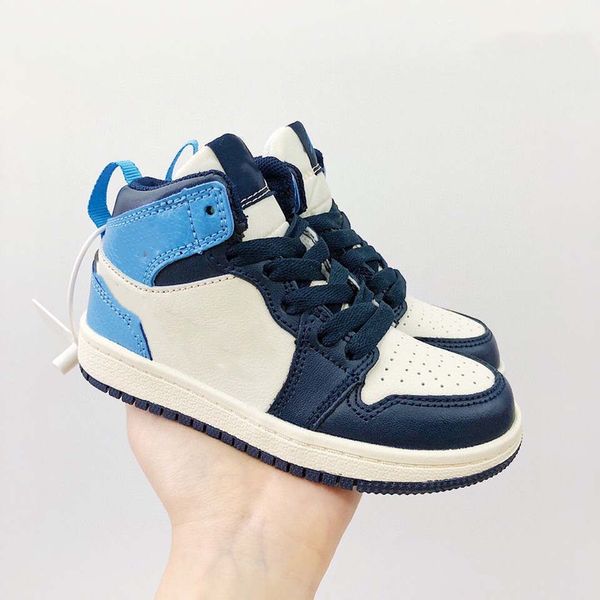 

trainer kids 1s space jam brown blue off basketball shoes1 high og cactus children boy girls youth white running sneakers toddlers sports, Black