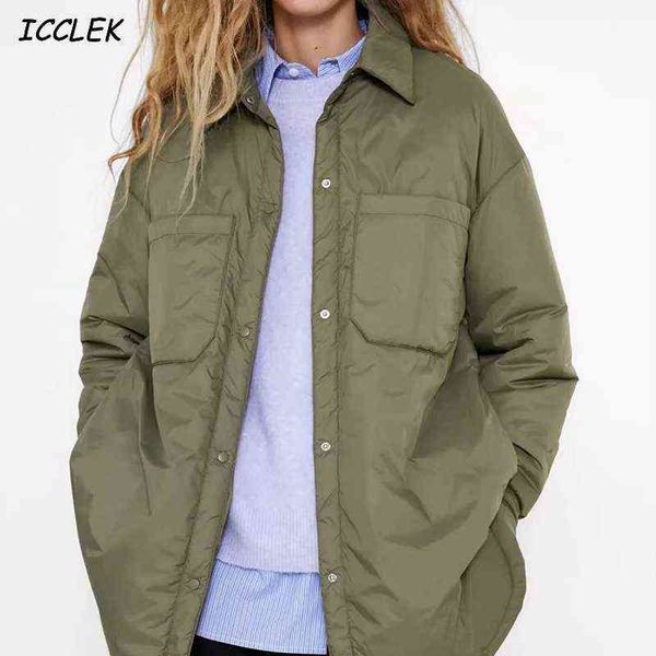 

za women's shirts jackets thin parkas oversize shirt coats femme armygreen outerwear coats bf long sleeve khaki coat trf 211130, Black