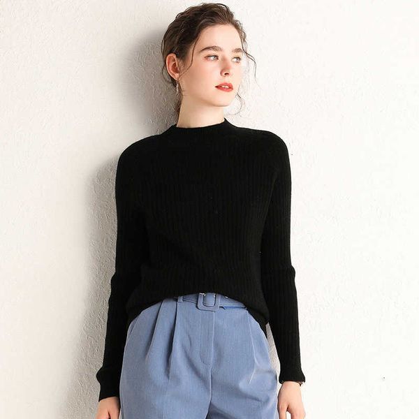 

women's two piece pants autumn and winter women's cashmere sweater thickened 00% pure doql, White
