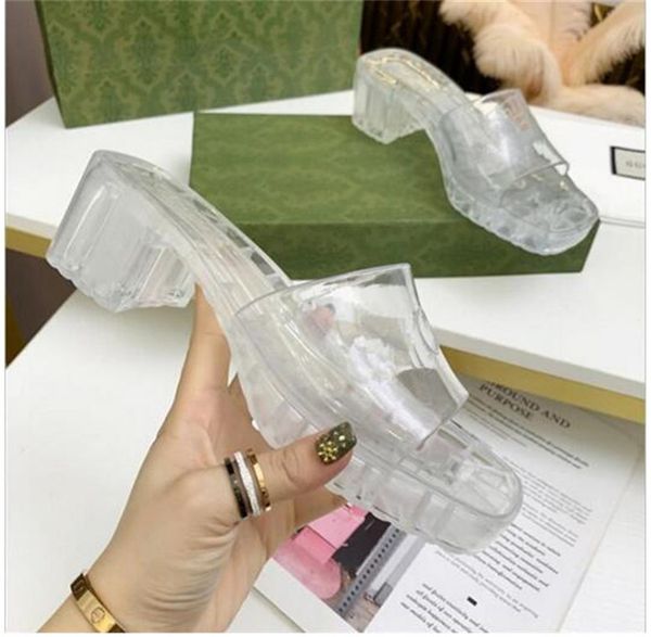

2021 summer ladies jelly slippers high-heeled sandals transparent slippers non-slip sandals fashion outdoor breathable shoes size 35 - 40, Black