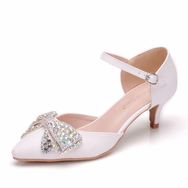 

sandals women wedding party banquet pu rhinestones buckle strap 5.5cm thin high heels pointed toe sandal shoes size 35-42, Black