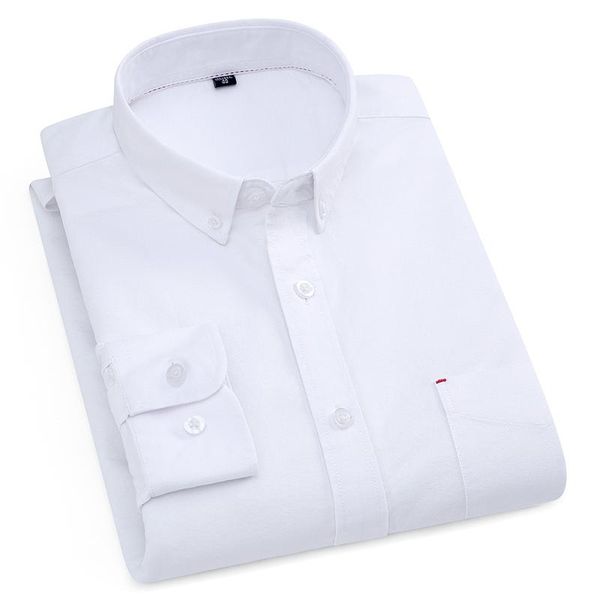 

pure cotton white shirts casual for men oxford long-sleeved mens striped shirt leisure business formal chest pocket clothes men's, White;black