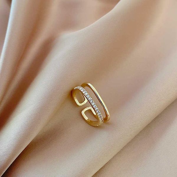 

wedding rings low price jewelry gift high-quality double zircon square opening cool high-grade girl ring for girls women's, Slivery;golden