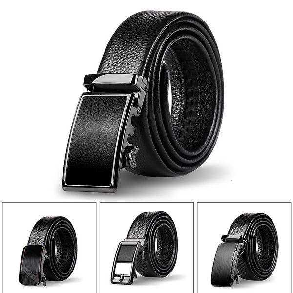 

man belt kwai leather automatic button fast hand shaking tiktok, Black;brown