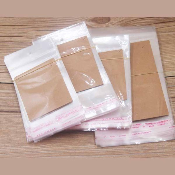 

gift wrap 100pcs mutli size jewerly card matching opp bagtransparent self adhesive seal plastic storage bag poly pack with hanger