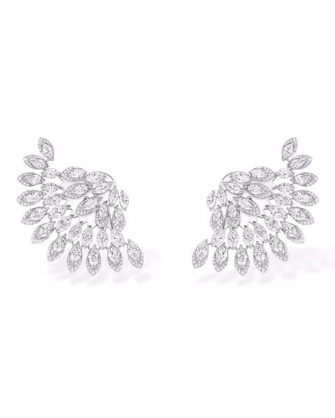 

trendy cubic zirconia leaf shape crystal statement stud earrings for women fashion jewelry wedding bridal brincos femme, Golden;silver