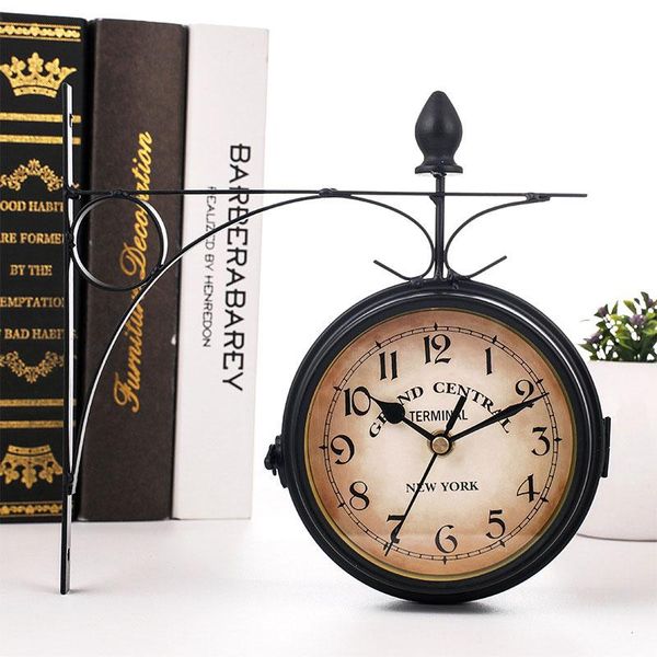 

wall clocks outdoor bracket clock garden station double sided black/white dnj998