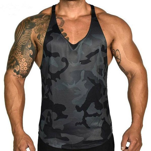 Canotte da uomo Muscle Stringer Athletic Workout Gym Fitness Vest T-shirt a maniche corte