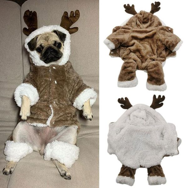 

dog apparel pet christmas elk transform cloth white sheep dress plus velvet thickening lovely clothes for teddy 2 size