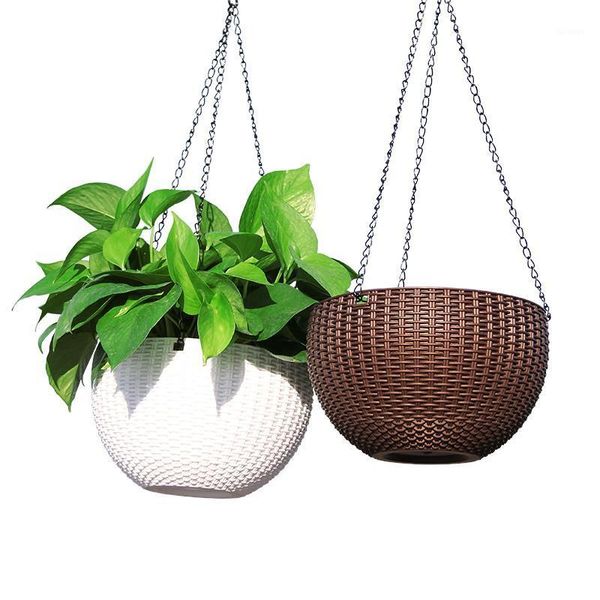 Plantadores Pots 1 Pc 21cm parede Pendurado Rattan Plant Flor Pote Potenciômetro Plantador Auto Suculento Clorofítico