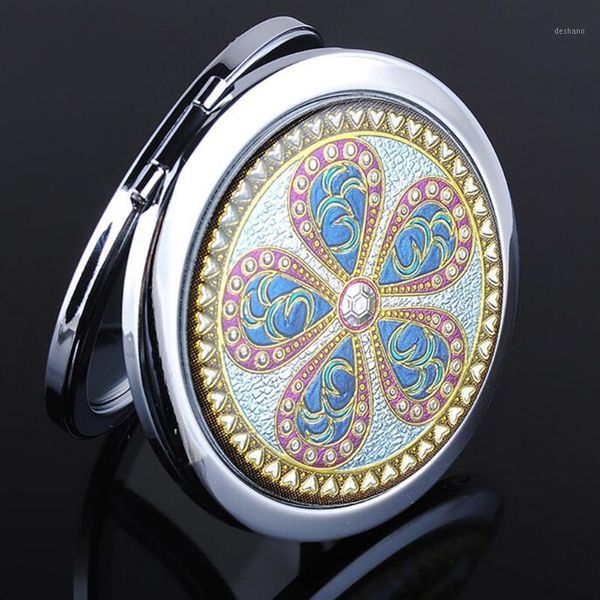 

mini portable double sides makeup mirror pocket compact folded small round hand vanity metal1