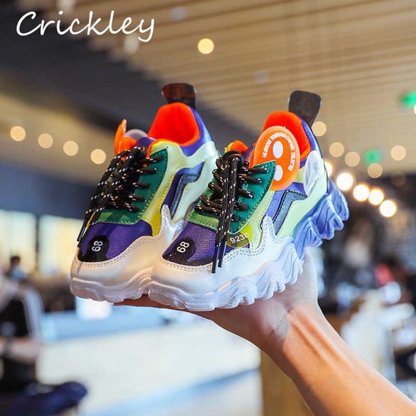 

spring autumn children sneakers candy color soft pu leather sport shoes for kids boys running shoes fashion girls clunky sneaker x0703, Black;red