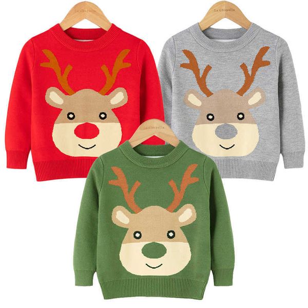 Herbst Kinder Pullover Neue Winter Mädchen Jungen Stricken Pullover Cartoon Weihnachten Fawn Baby Jungen Mädchen Kleidung Casual Kinder Kleidung Y1024