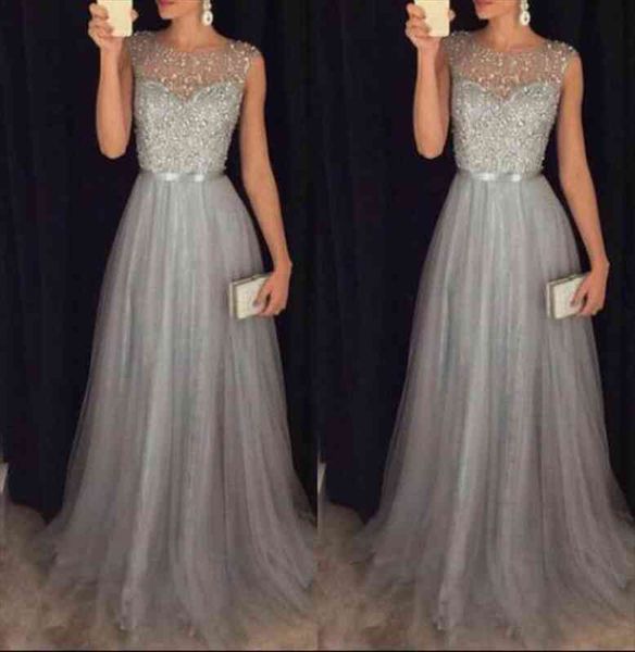 

elegant formal evening party mesh womens dress sleeveless high waist sequins shinning wedding ball prom gown long, Black;gray