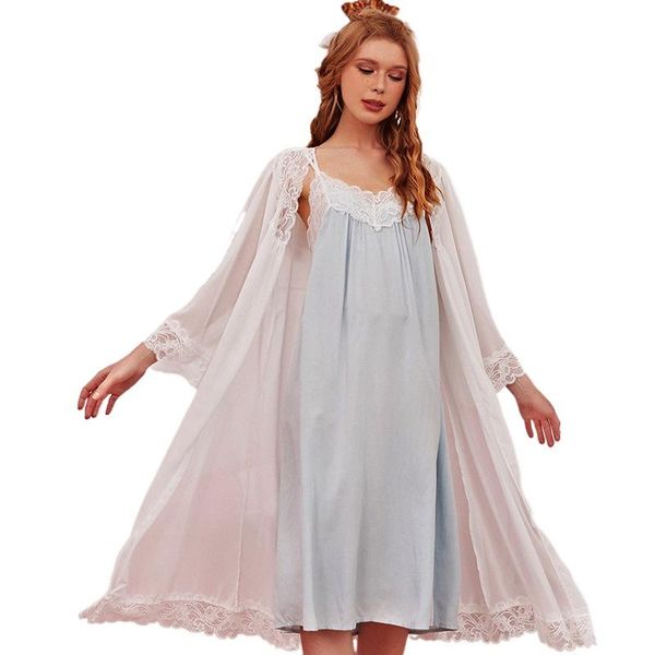 

women's sleepwear nightdress with suspender nightgowns lace two piece home wear sleepshirts lingerie set robe sleep, Black;red
