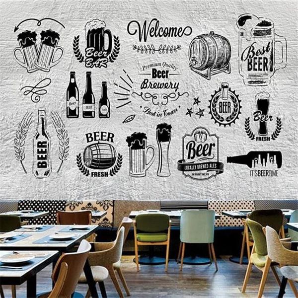 

wallpapers custom hand-painted beer theme wall paper bar ktv restaurant industrial decor mural self-adhesive wallpaper papel de parede 3d