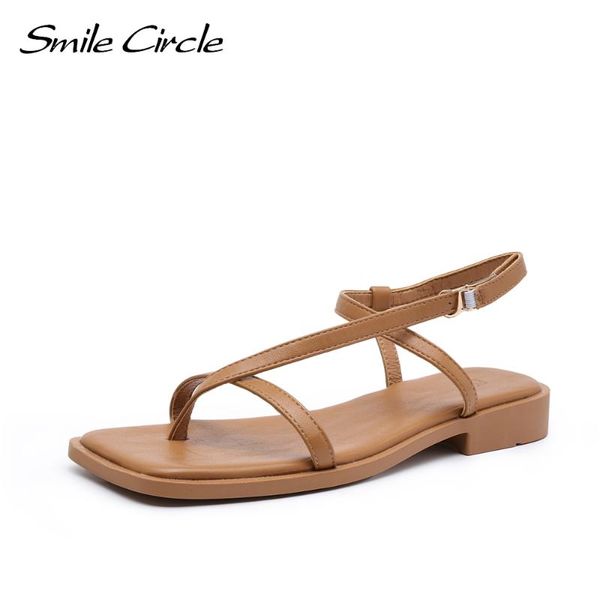 

smile circle women sandals beach flats shoes summer fashion square toe outdoor casual student ladies 2021, Black