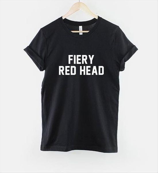 

fiery red head letters womens cotton casual funny yong girl tee ship s 201, White