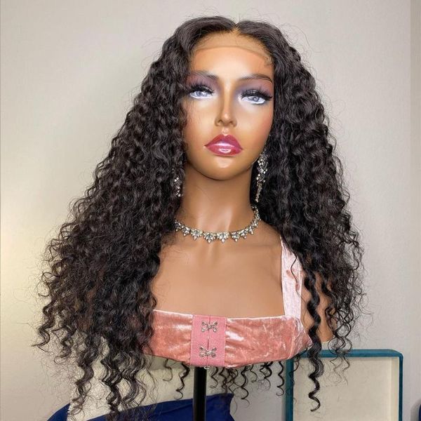 

lace wigs 13x4 front human hair for black women deep curly 180% high density brazilan remy pre plucked wig, Black;brown
