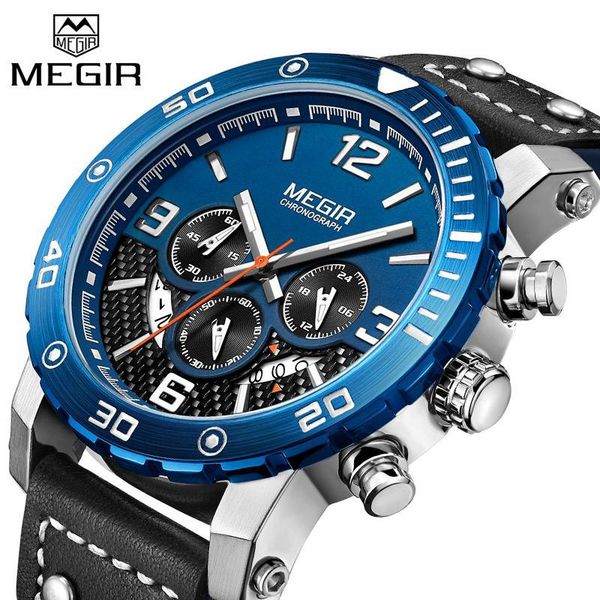 

fashion chronograph sport men watch waterproof leather strap wrist clock quartz luxury relogio masculino wristwatches, Slivery;brown