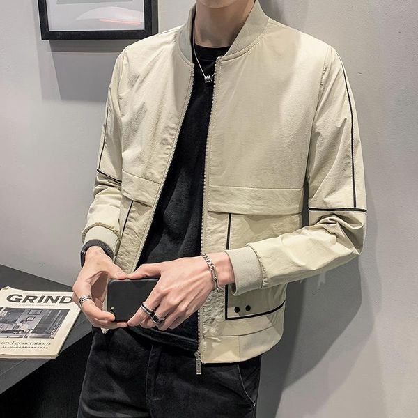 

men's jackets jacket 2021 spring autumn teenagers thin korean trendy slim mens casual handsome young 3d embroidery clothing, Black;brown