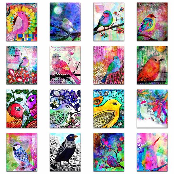 

diamond painting full square colorful animal round embroidery cross stitch bird love diy 3d mosaic flowers