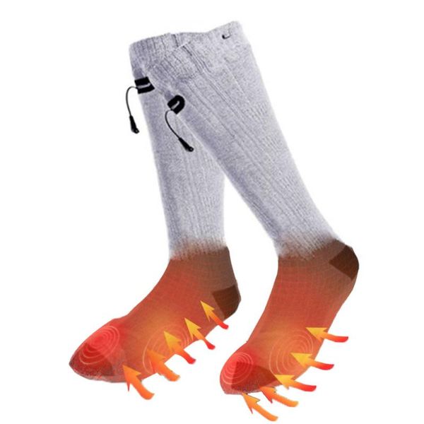 

electric heated socks adjustable without power bank warmer usb rechargeable battery sock for outdoor skiing winter sport sports, Black