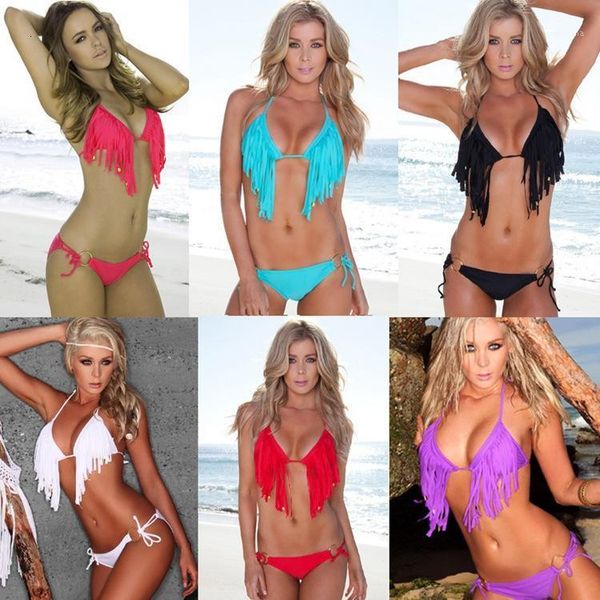 

women's swimwear tassel bikini women biquini swim suit push up swimsuit female beachwear swimming women1 3bo1, White;black