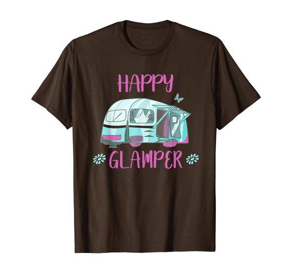 

Happy Glamper T-Shirt Glamping Daisy Flowers Butterflies, Mainly pictures