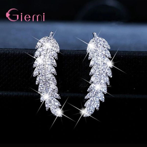 

fashion earrings for women ladies cubic zircon shining 925 stering silver jewelry lovely wedding engagement party accessory stud, Golden;silver