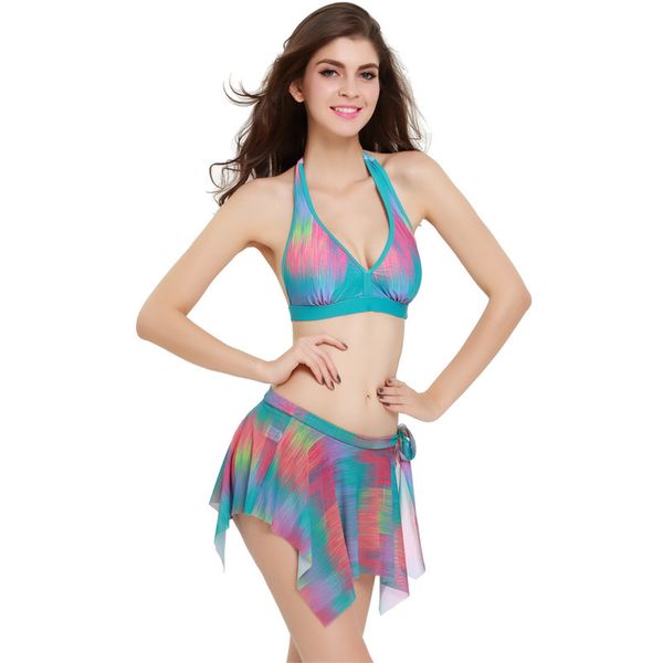

customized bikini three piece split swimsuit, White;black