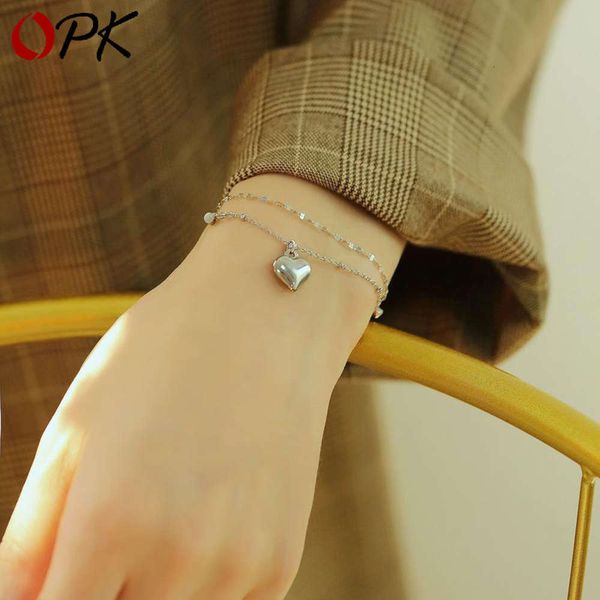 

simple and fashionable double layer love titanium steel bracelet, Black