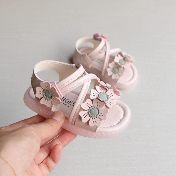 

summer baby girls sandals flowers princess shoes toddlers little girl flats children beach, Black;red