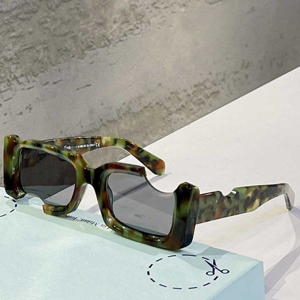 22SS Квадратная классическая мода OW40006 Солнцезащитные очки из поликарбонатной пластины с надрезом 40006 солнцезащитные очки женские или женские белые солнцезащитные очки с оригинальными коробками