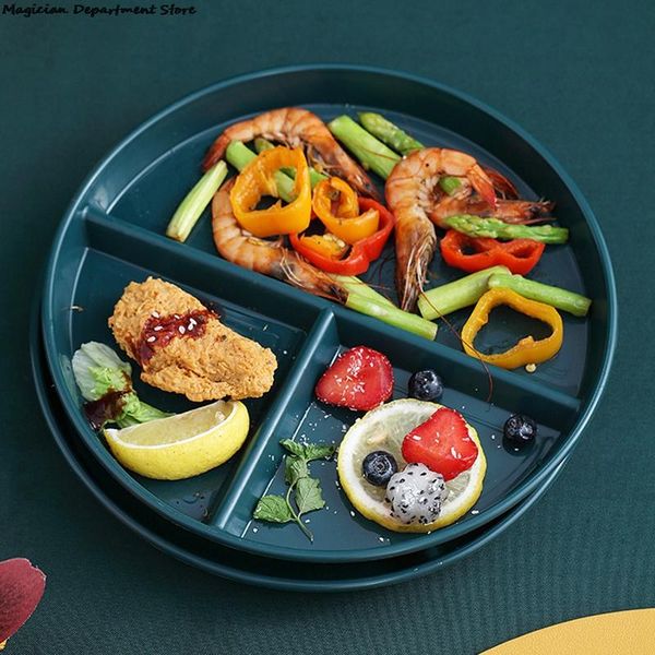 

flatware sets fat-reducing dinner plate divided weight loss meal fixed three-grid home tableware set creative plastic