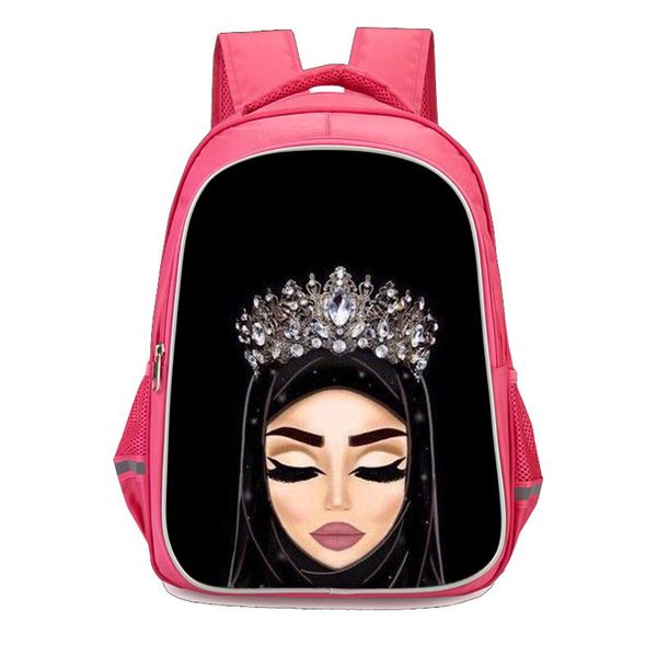 

children school bag arabic fijab face print backpack for girls waterproof backpacks book toddler knapsack mochila escolar bags