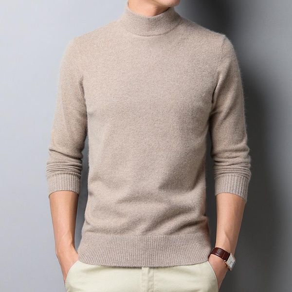 

men's sweaters walkwide half high neck cashmere sweater solid color base korean, White;black