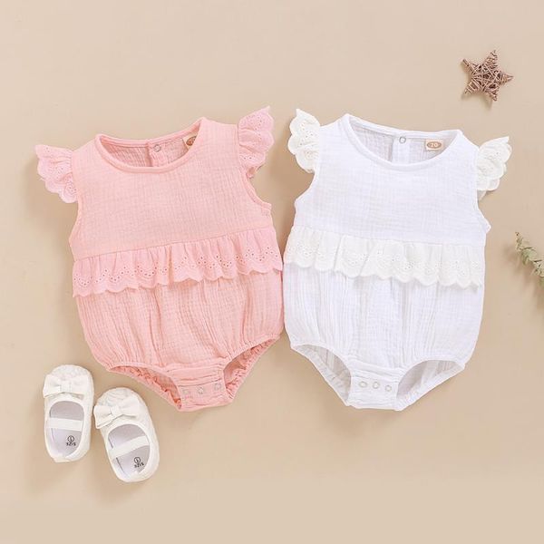

summer born infant baby girls ruffles sleeve solid print bodysuit romper girl clothes ropa niÃ±a meisjes kleding one-pieces, Black