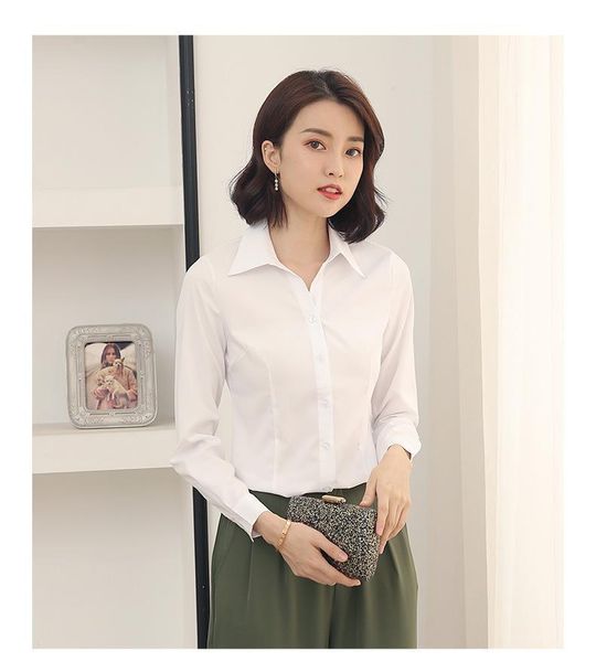 

women shirt spring blouse white 5xl big size shirts office lady work turndown collar long sleeve slim