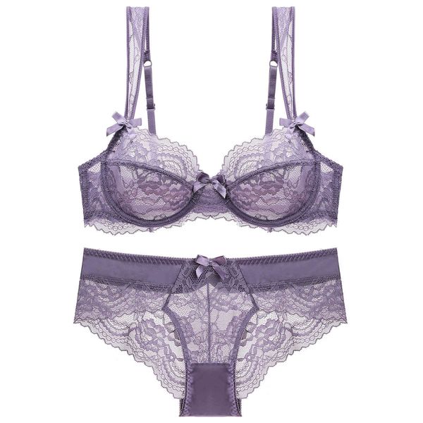 

bra set lace thin cup transparent comfortable suit 9188, Red;black