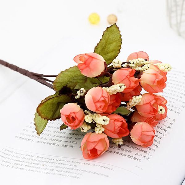 

decorative flowers & wreaths 1 bouquet 5 heads artificialstar bud thumb rose camellia silk fake flower for diy home party garden wedding dec