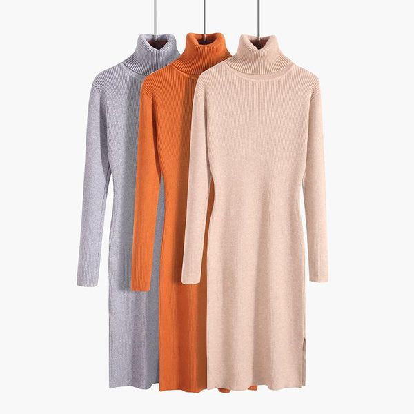 

casual dresses multicolor turtleneck knitting dress fund winters cultivate morality long render women knitted, Black;gray