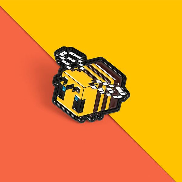 

novelty creative animal bee / pig enamel pin lapel pins badge brooch fashion cartoon alloy mosaic pixel brooches, Blue