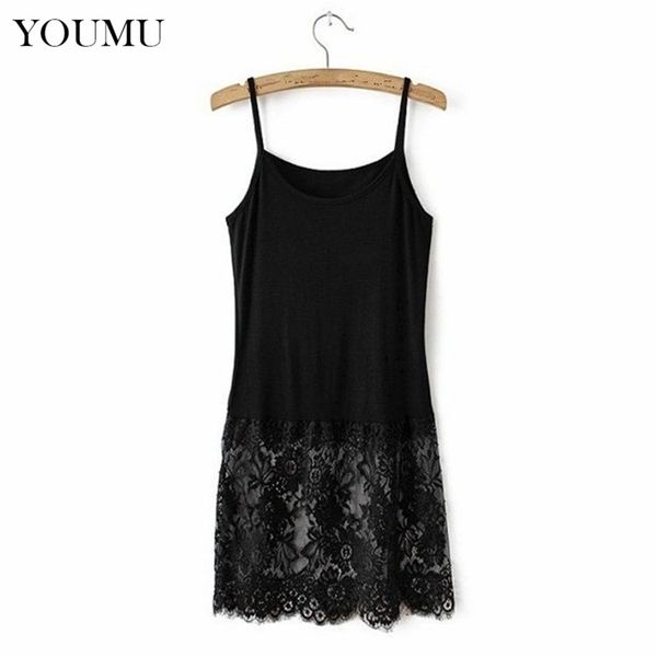 

women ladies camisole lace casual undershirt extender long tank vest cotton black white -4xl vintage new 904-730 210407