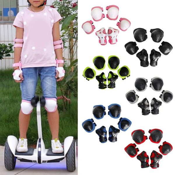 

elbow & knee pads 6 pcs kids children inline roller skating scooter wrist pad guard for scooters skateboards cycling, Black;gray