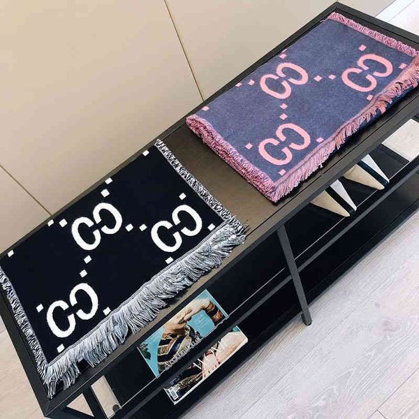 

70% off design scarf autumn and style double imitation cashmere double-sided warm jacquard tassel scarf shawl, Blue;gray